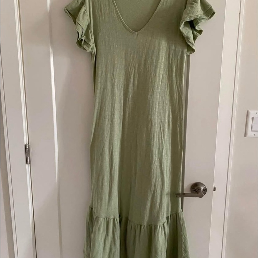 Z Supply Light Green Maxi Dress with Ruffle Details